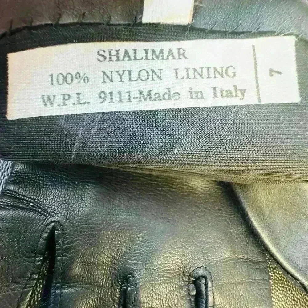 Vintage Shalimar Black Genuine Leather Lined Women's Gloves Sz‎ 7 Made In Italy